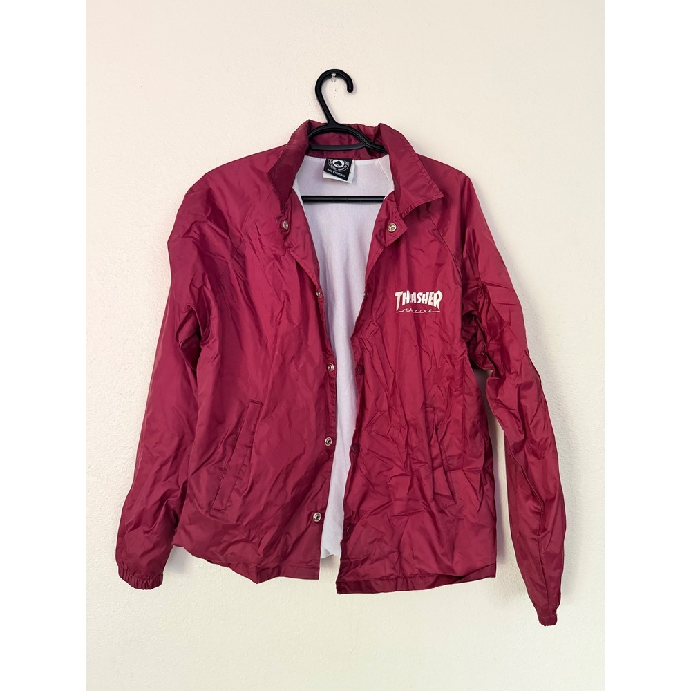 Thrasher Magazine Skate and Destroy Coaches Jacket Maroon Mens Medium Augusta